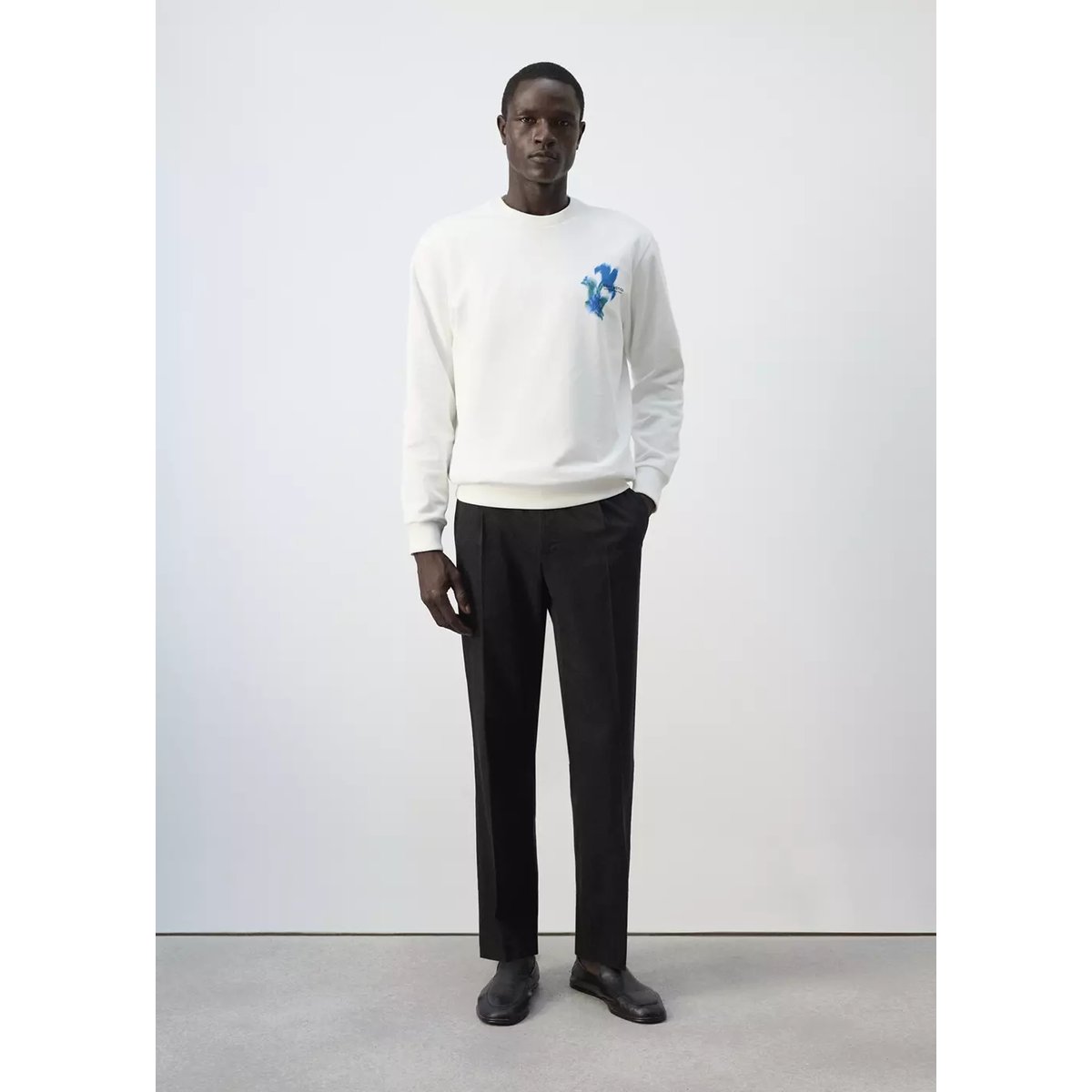 Sweat-shirt imprimé 100 % coton blanc, MANGO MAN