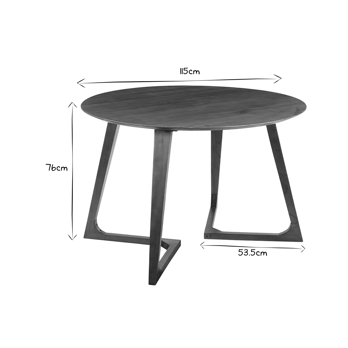 Table design ronde en bois massif L115 cm BANDOL naturel foncé, MILIBOO