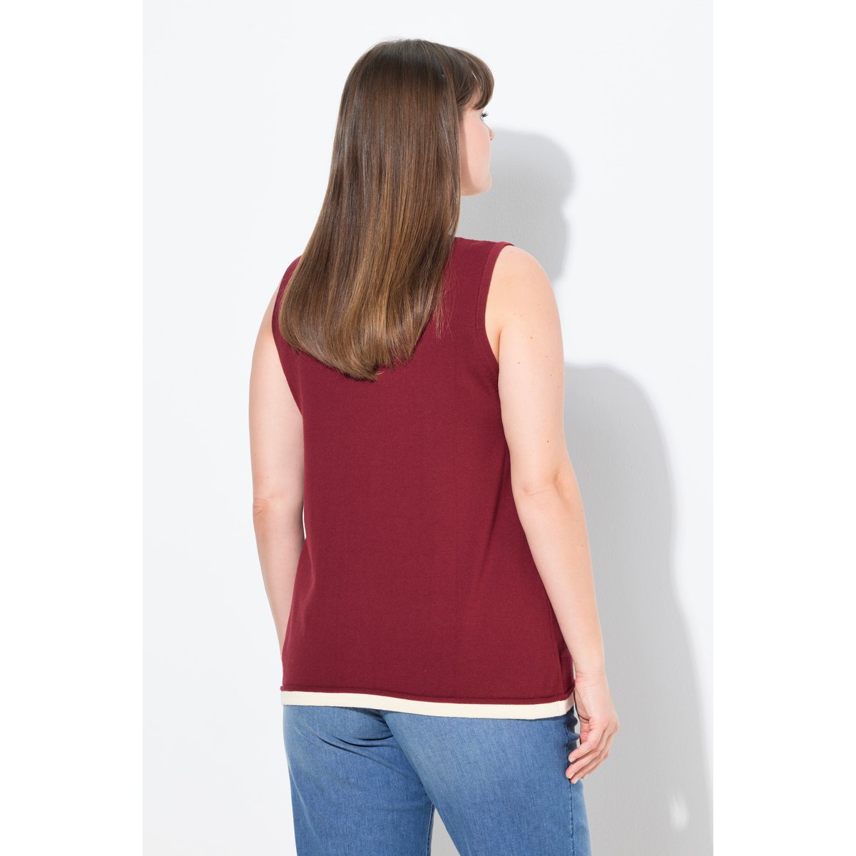Débardeur en maille de coton bio rouge cerise foncé, ULLA POPKEN