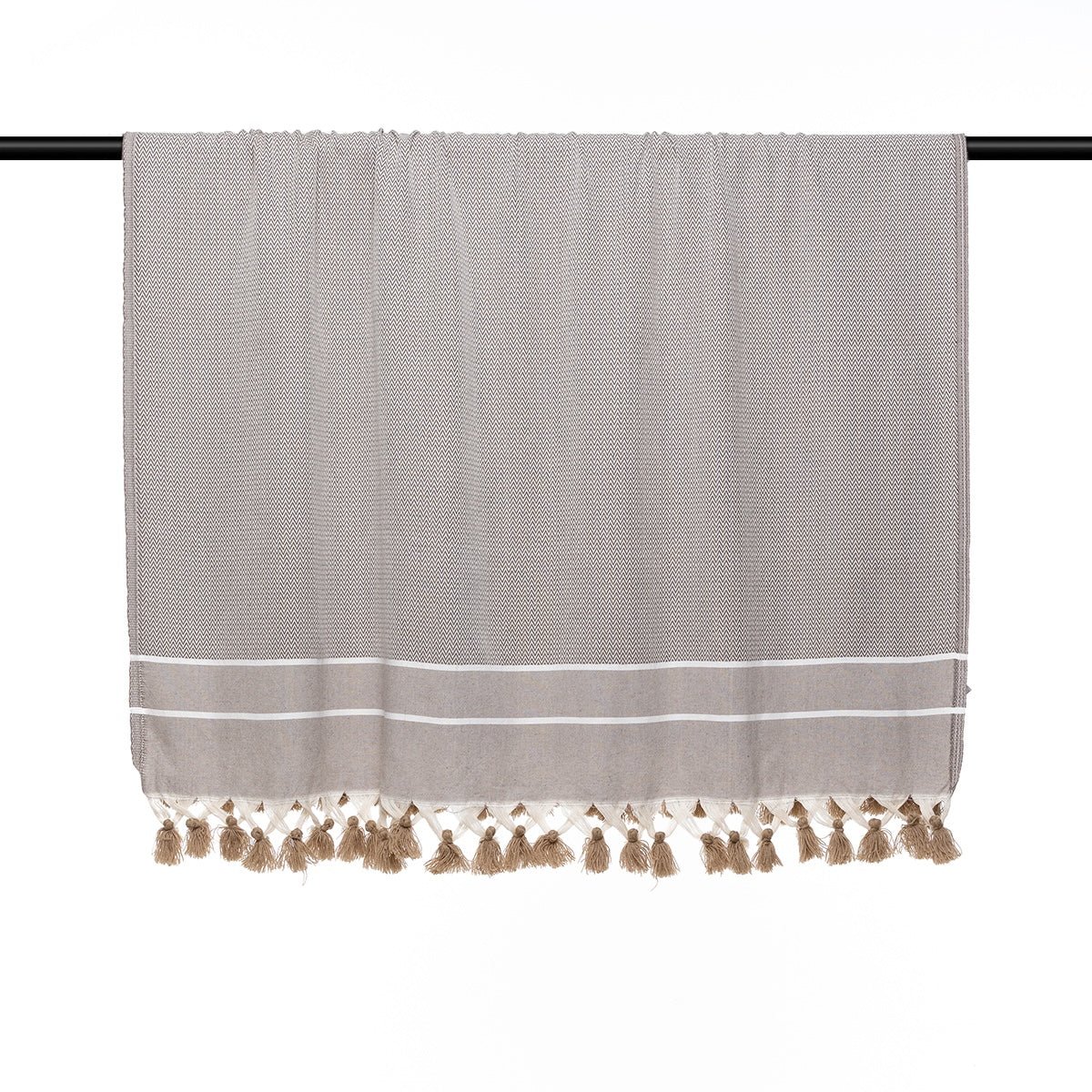 Plaid coton STOCKHOLM taupe, FEBRONIE