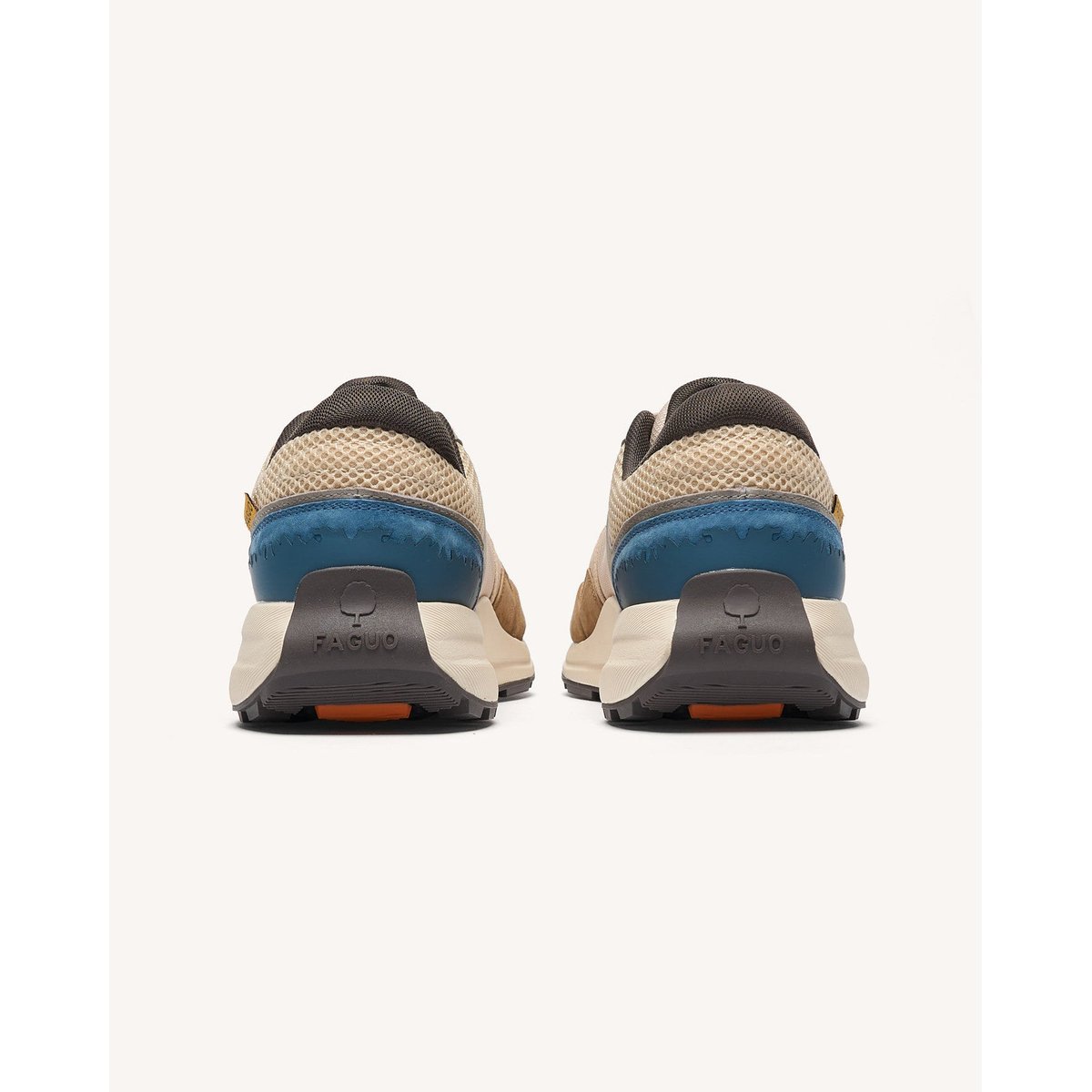 Running suede tissu LIMWOOD camel et bleu marine, FAGUO