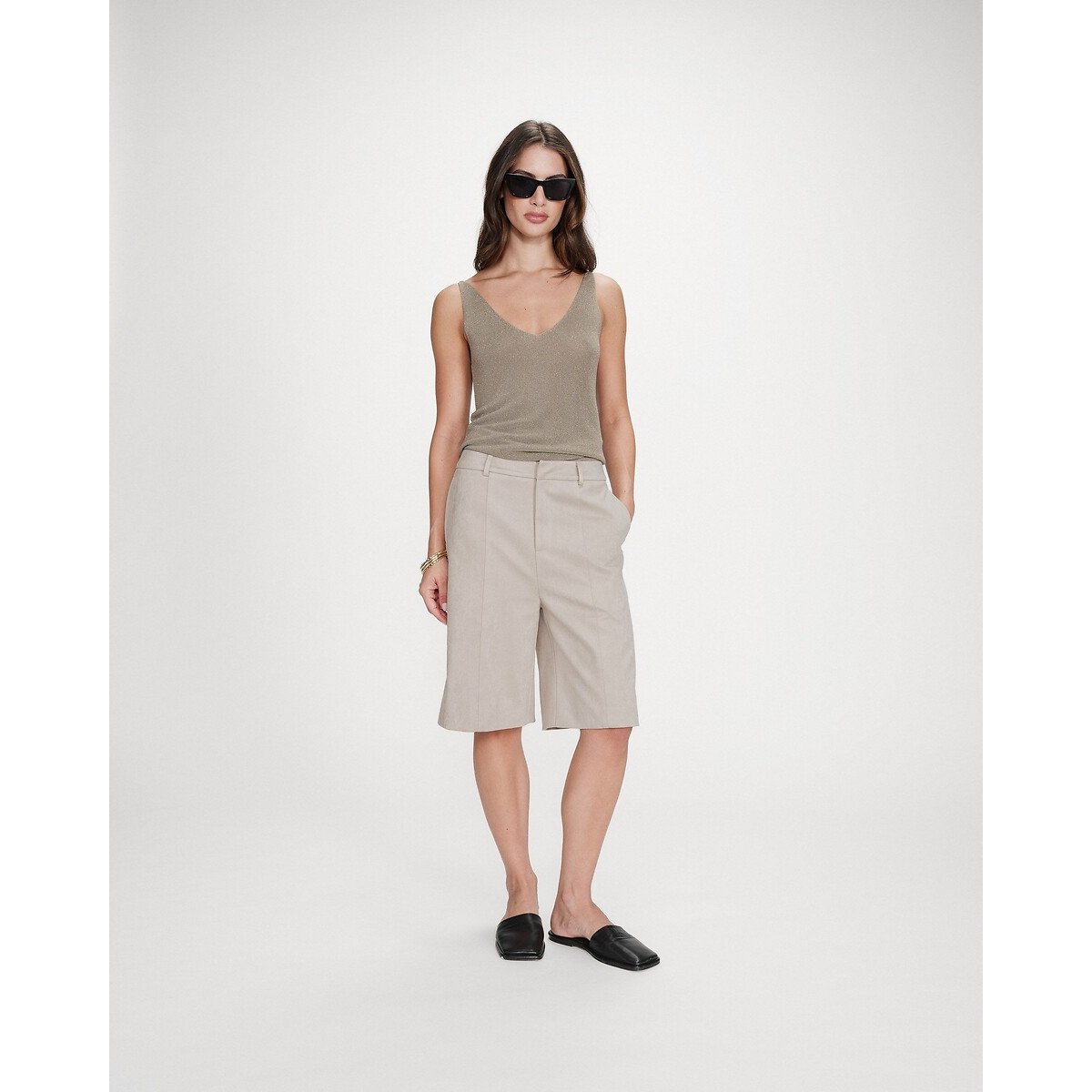 Top en fil textile PAILLETTE vert kaki, GRACE & MILA