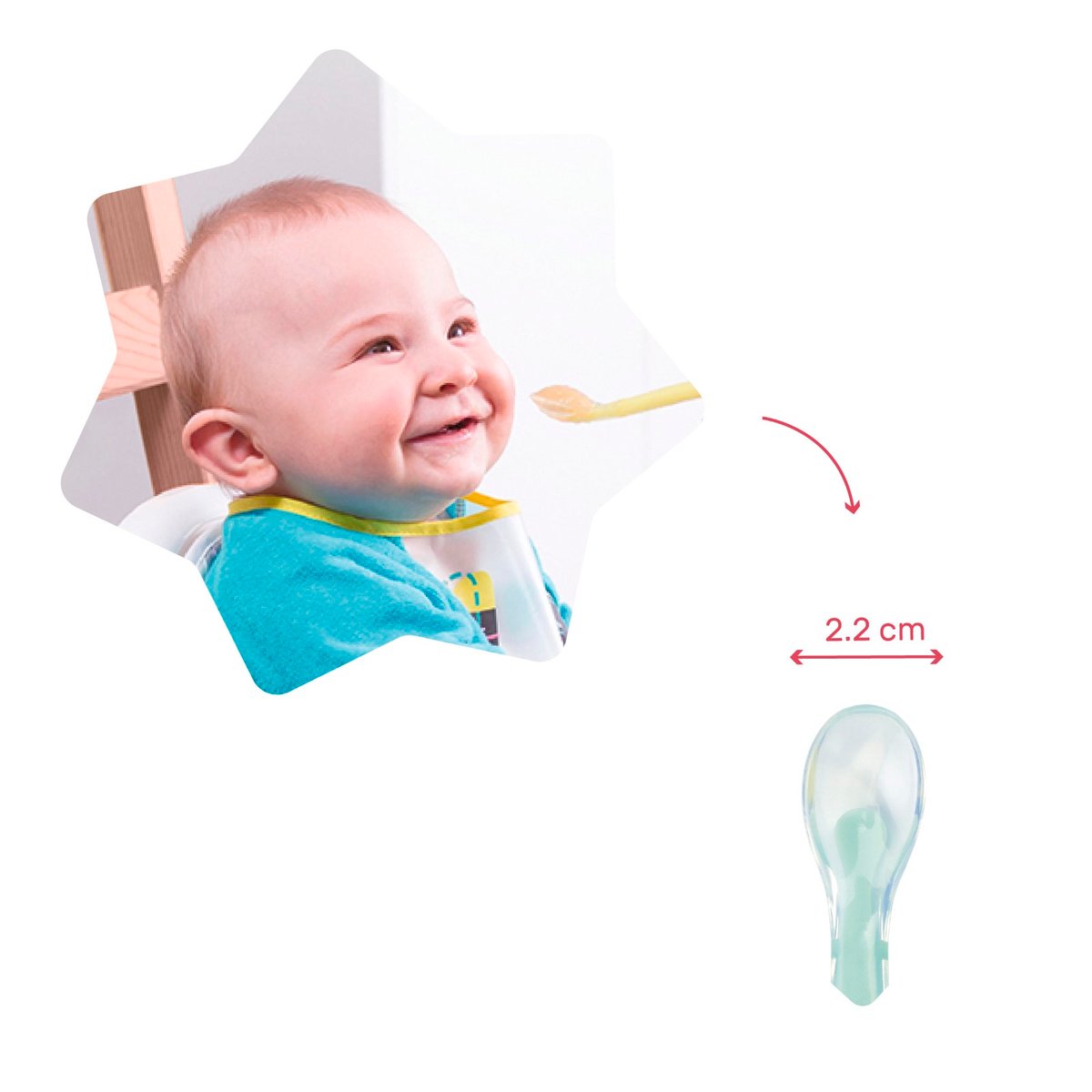 Cuillères bébé silicone pour premiers repas transparent, BADABULLE