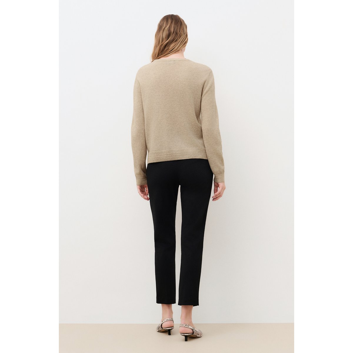 Pull droit col rond cachemire MJANICE sable, CAROLL