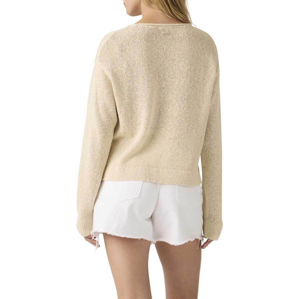 Pull en coton écru uni avec une coupe droite et un col rond beige, LEVI'S