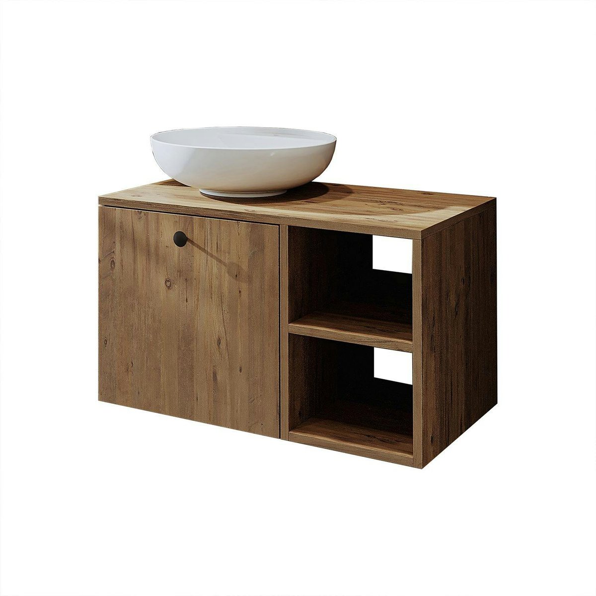 Meuble sous vasque + vasque ronde TIMA pin, PIER IMPORT