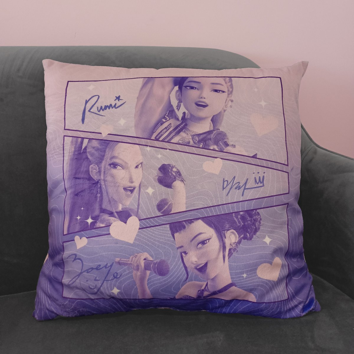 Coussin imprimé 100% polyester, GOLDEN violet, KPOP DEMON HUNTERS