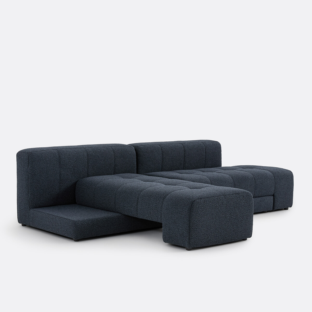 Canapé droit, 5 places, 4 en 1, en bouclette fine, FANO bleu, LA REDOUTE INTERIEURS