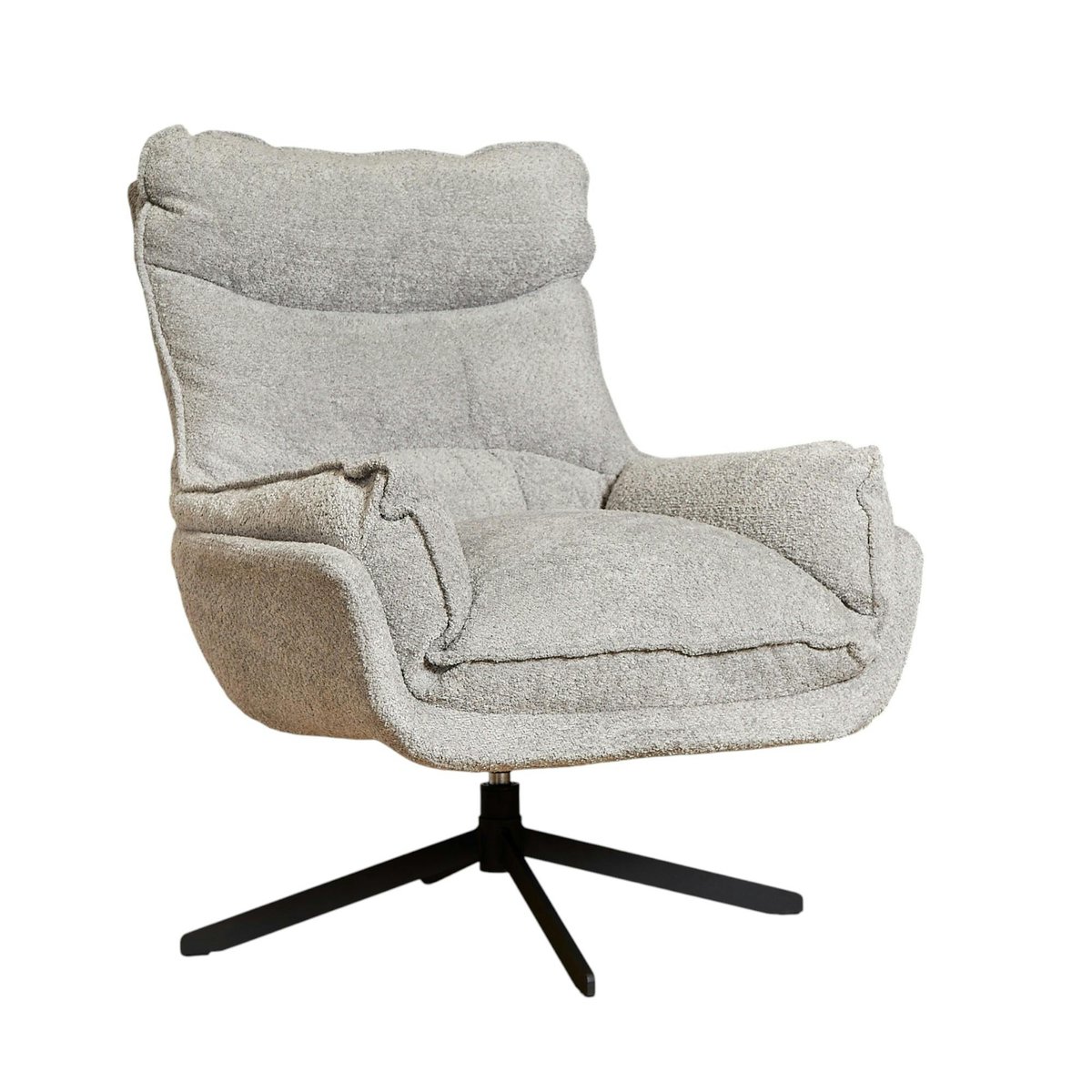 Fauteuil pivotant tissu bouclette BELORA gris clair, PIER IMPORT