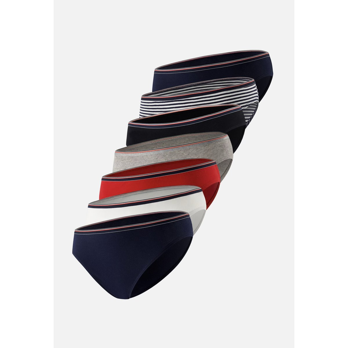 Lot de 7 culottes en coton Lucette blanc marine noir gris marinière rouge marine, LE SLIP FRANCAIS