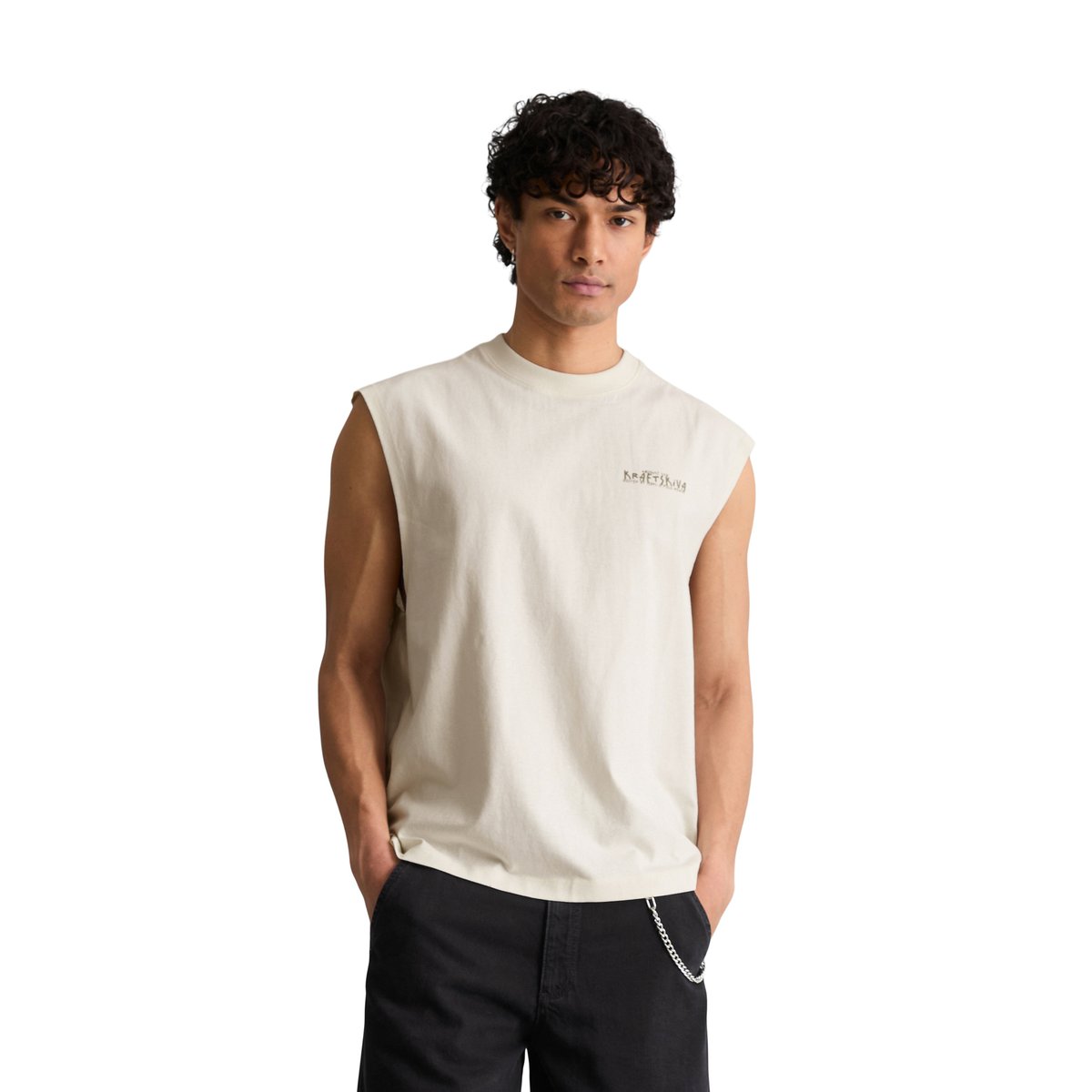 Débardeur Crayfish Capsule en jersey de coton bio de poids moyen blanc, MARC O’POLO DENIM