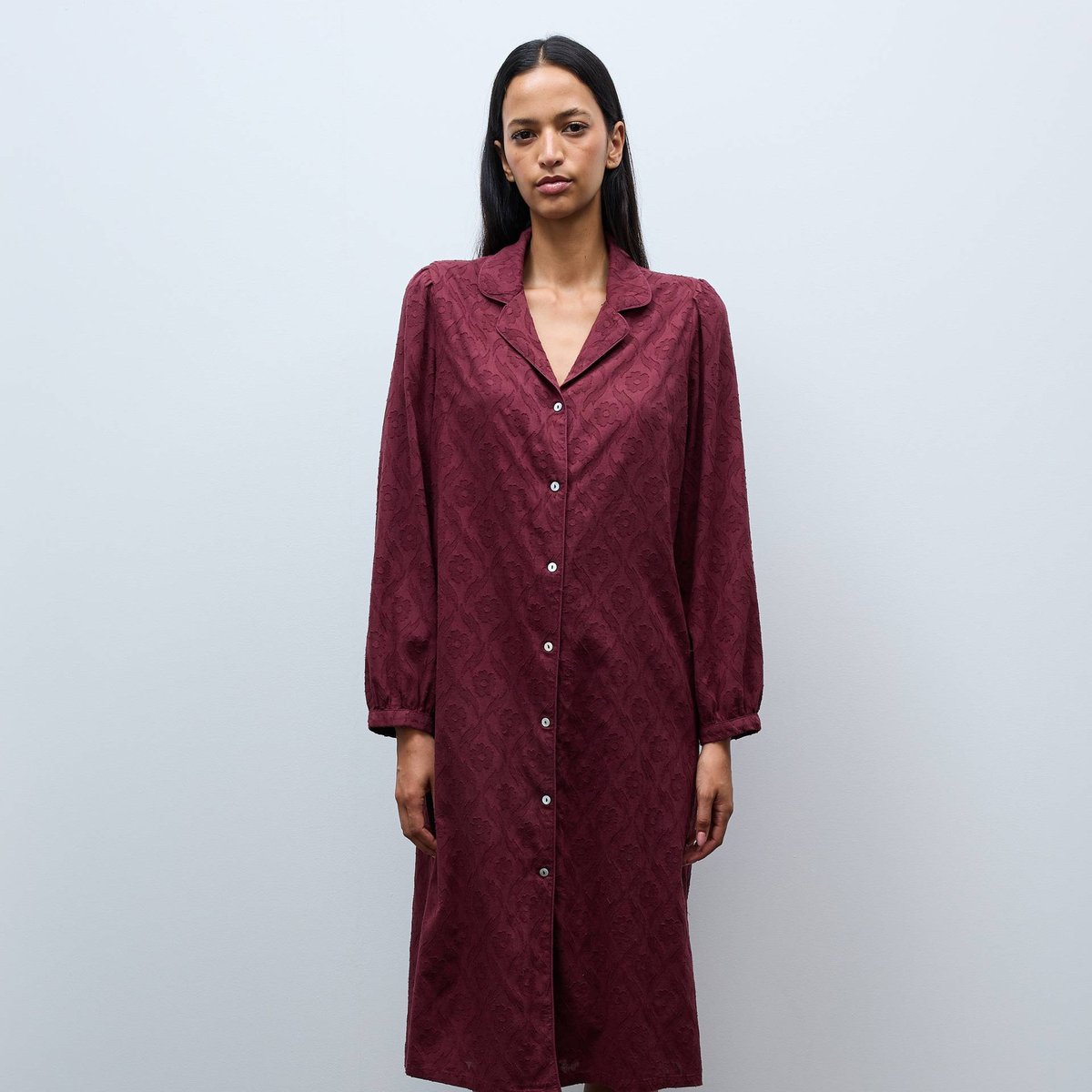 Chemise de nuit en dévoré de coton bio GOTS porto, MONOPRIX