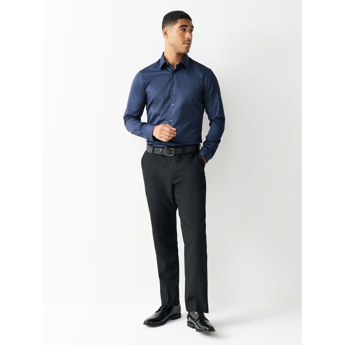 Chemise facile d'entretien à poignet simple bleu marine, NEXT