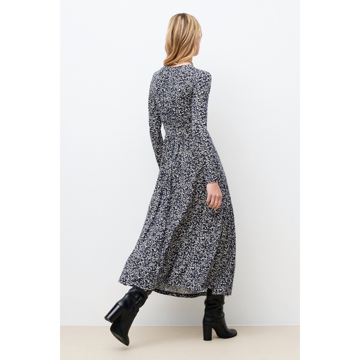 Robe fluide col v RSHANY bleu marine, CAROLL