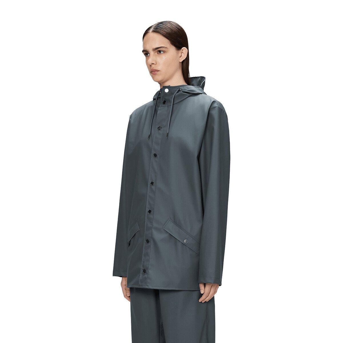 Veste imperméable à capuche unisexe, JACKET bleu gris, RAINS