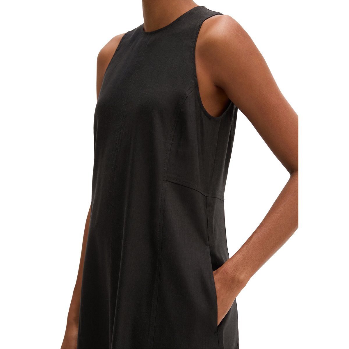 Robe fourreau regular en viscose-lin stretch noir, MARC O'POLO