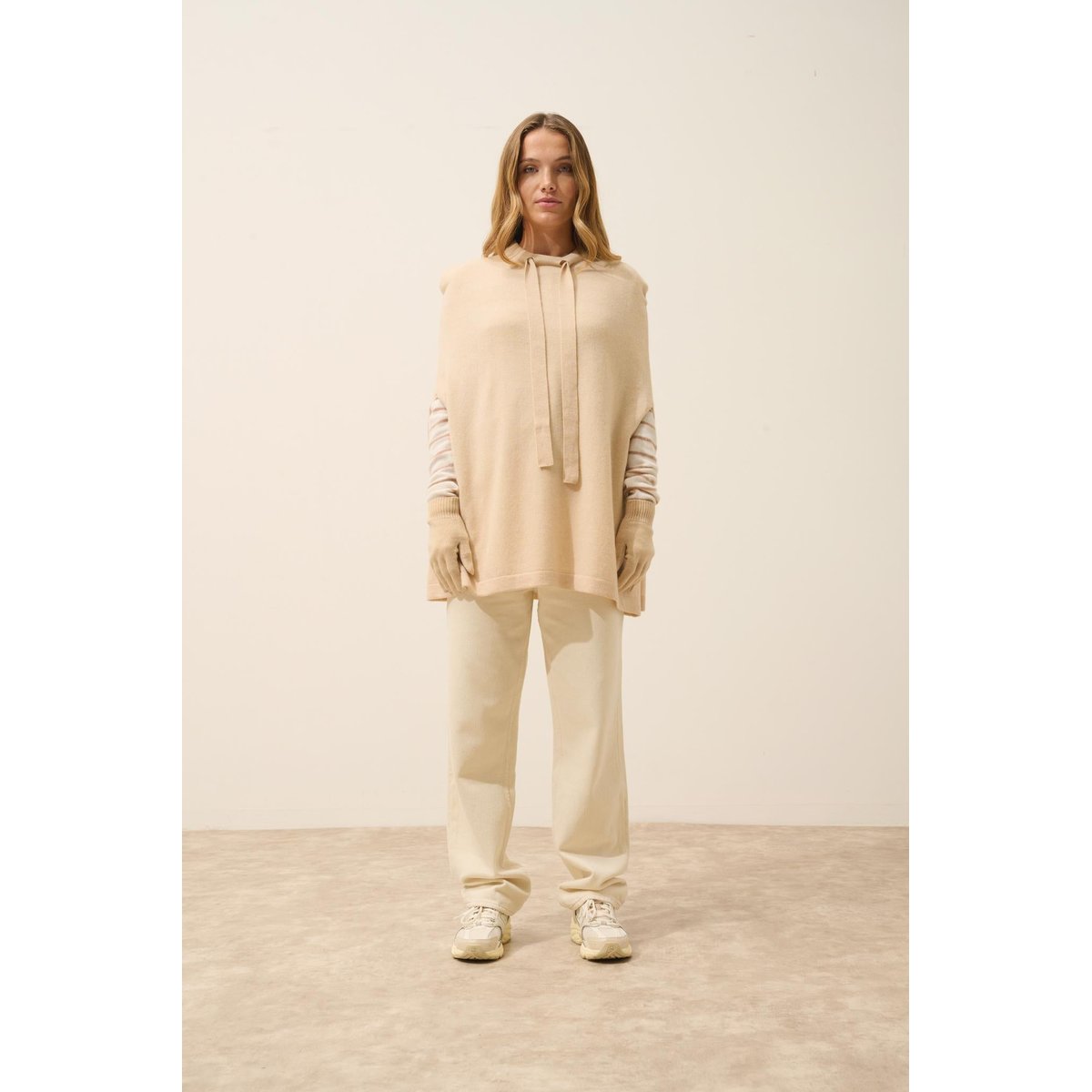 Cape Col Rond Cordon Coulissant Sable Miamar beige, JUST CASHMERE