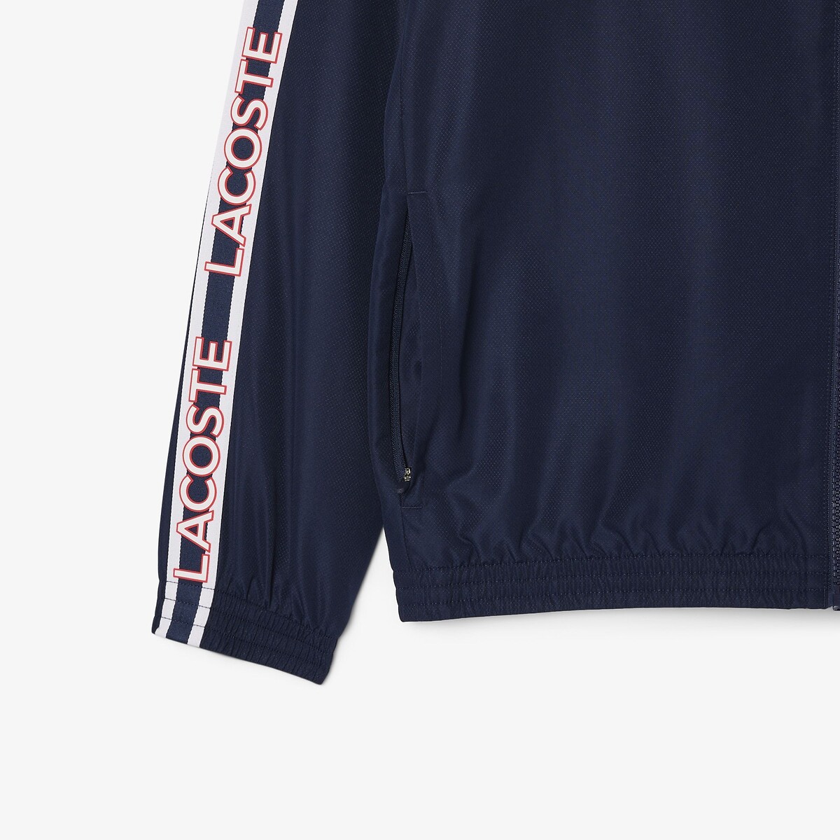 Blouson sport avec bande siglée Lacoste bleu marine/rouge, LACOSTE