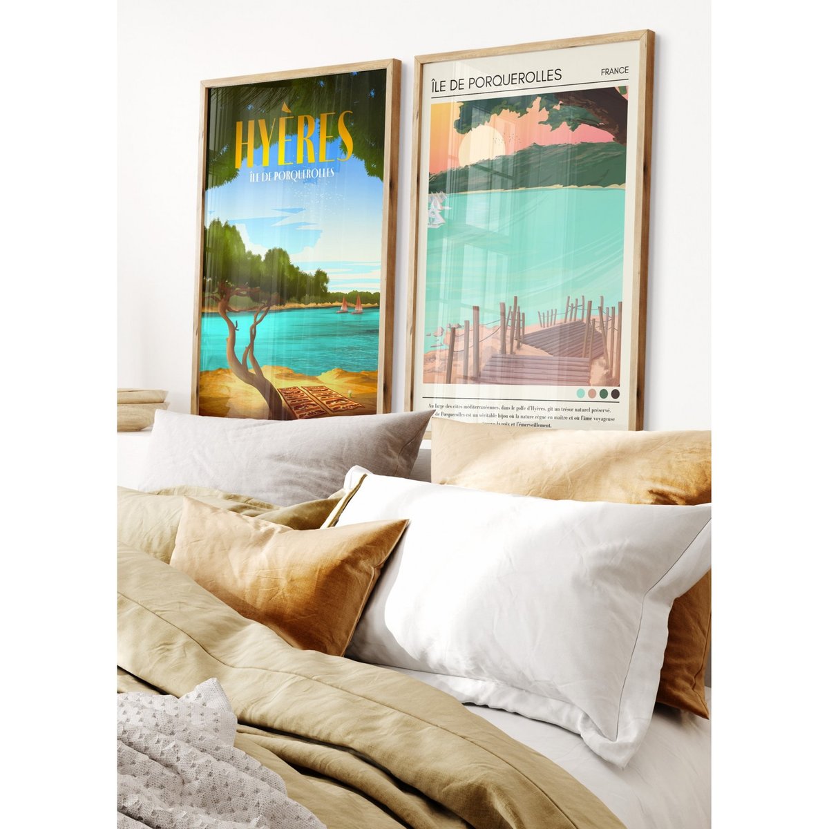 Affiche Île de Porquerolles Vintage blanc, L'AFFICHERIE