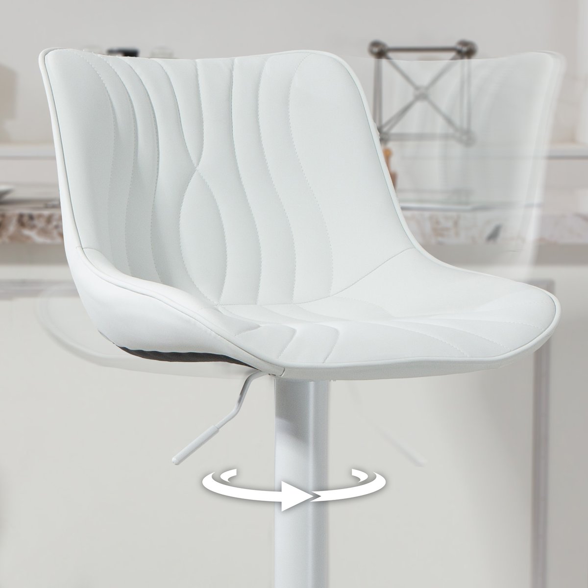 Tabouret de bar Polyuréthane Blanc blanc, HOMCOM