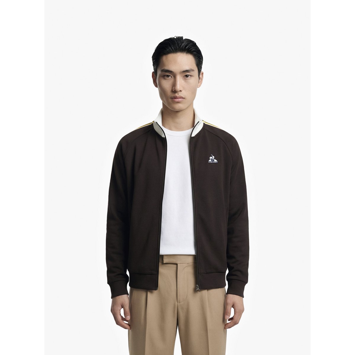 Sweat zippé Héritage marron, LE COQ SPORTIF