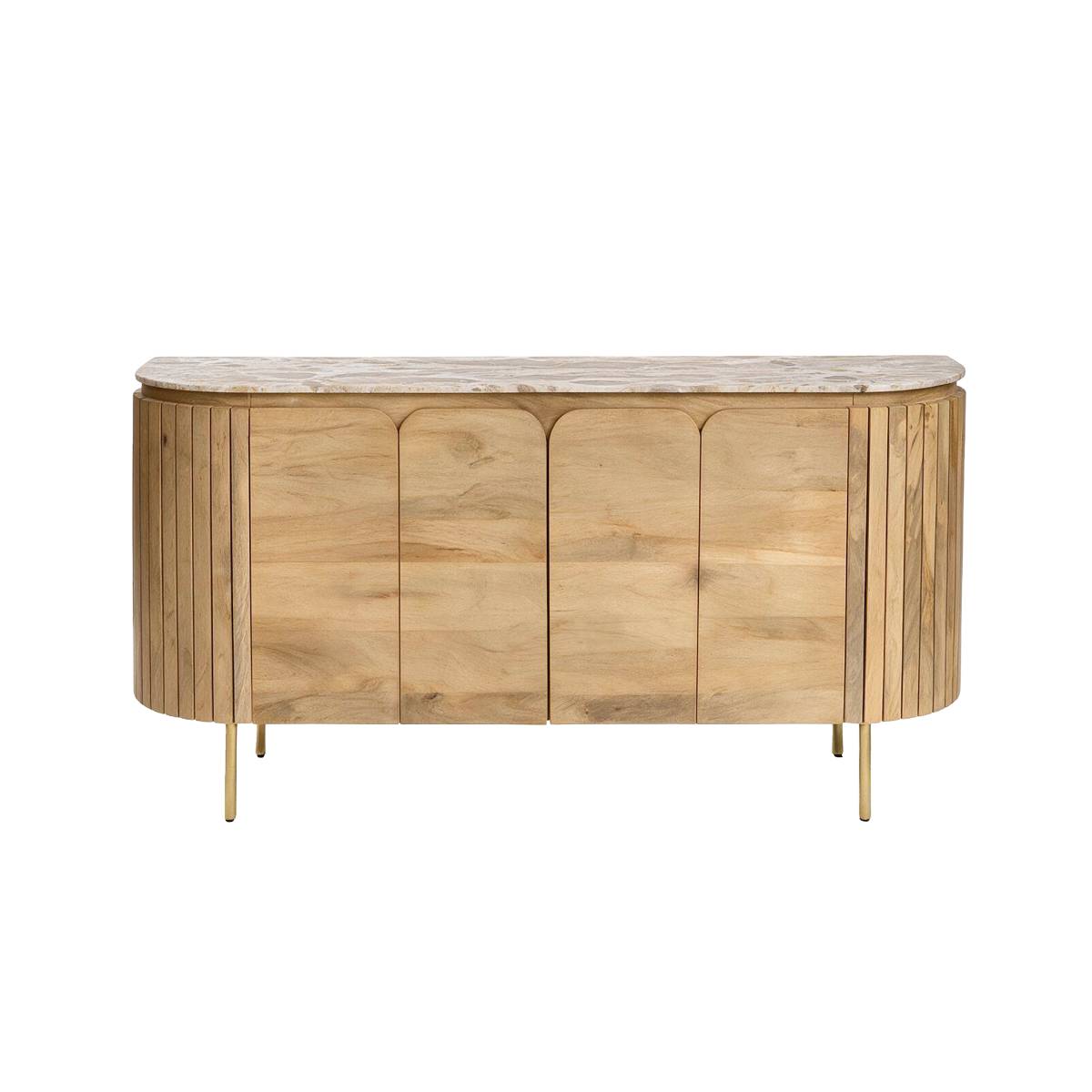 Buffet en bois de manguier et marbre CYRENE bois clair, MADE IN MEUBLES