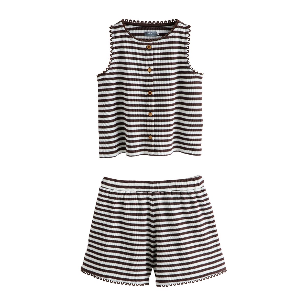 Ensemble gilet et short gaufrés texturés rayure marron chocolat, NEXT