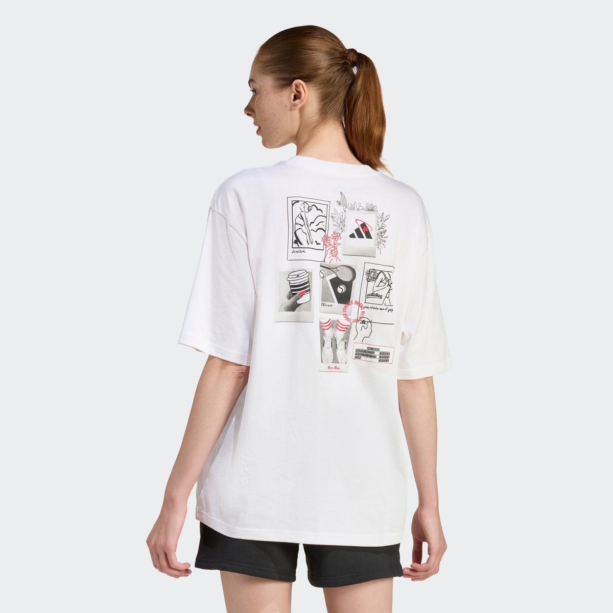 T-Shirt Mini Embroidery Oversized Graphic T-Shirt Mini Embroidery Oversized Graphic white / pure ruby, ADIDAS SPORTSWEAR