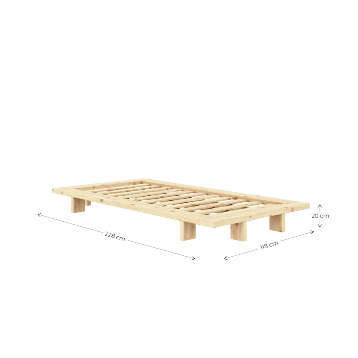 Lit futon JAPAN enfant en pin massif 90x200, sommier inclus  - JAPAN bois clair, KARUP DESIGN