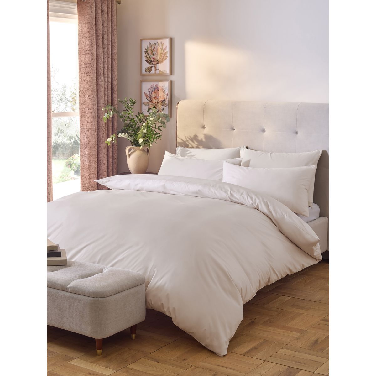 Housse de couette/taie d'oreiller 200 fils naturel, NEXT