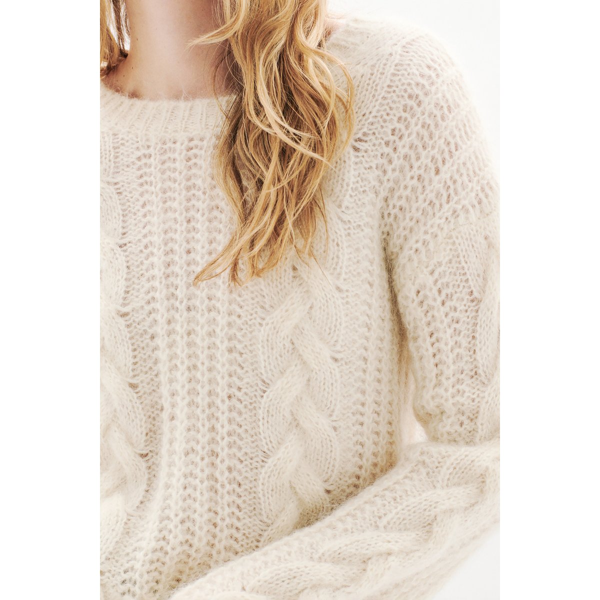 Pull Mleandro bleu gris femme ecru, CAROLL