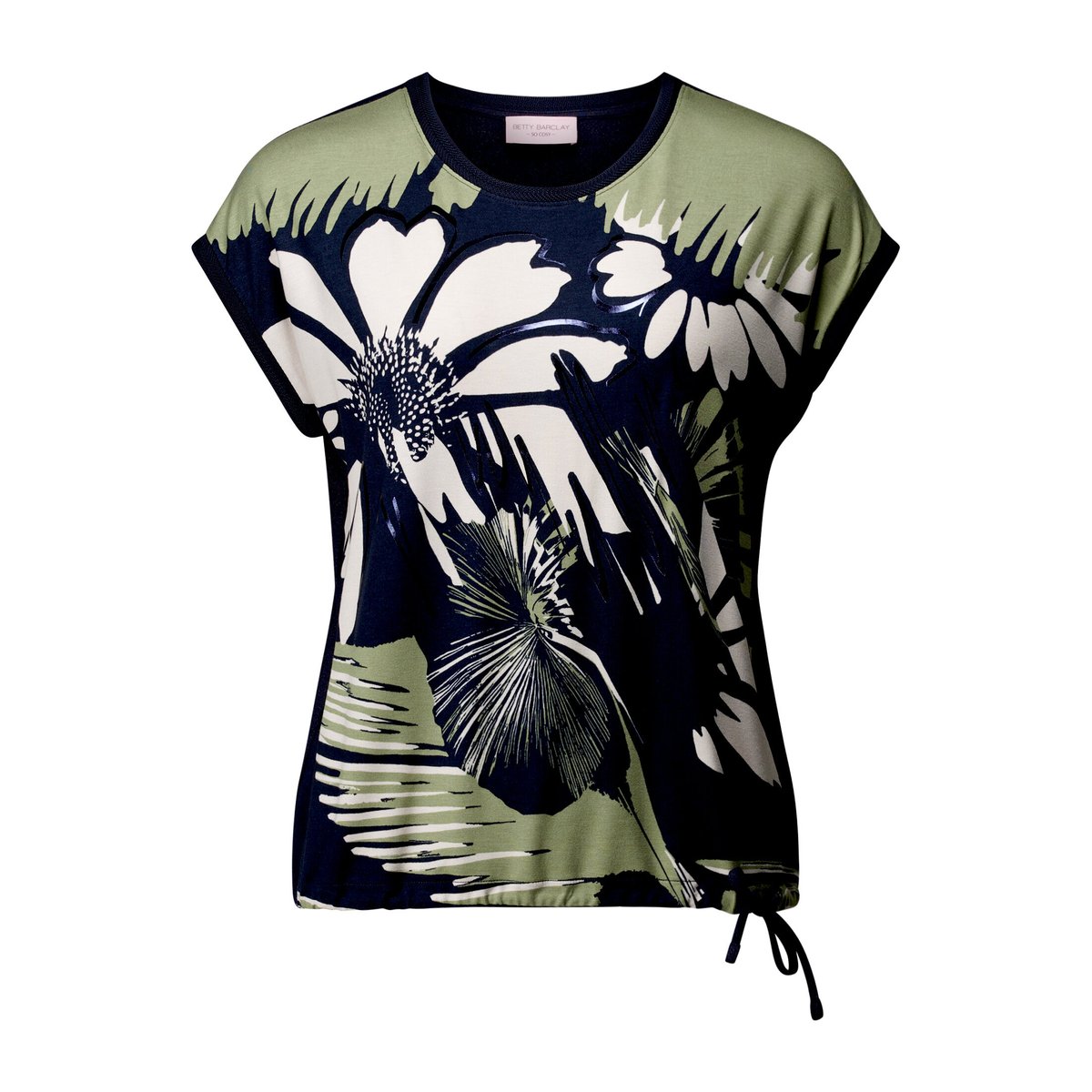 Haut imprimé à cordon coulissant sous tunnel dark blue/khaki, BETTY BARCLAY