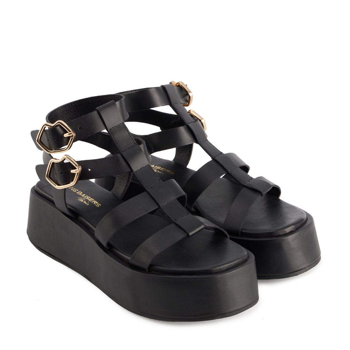 Sandales En Cuir Achillia Cuir noir, BONS BAISERS