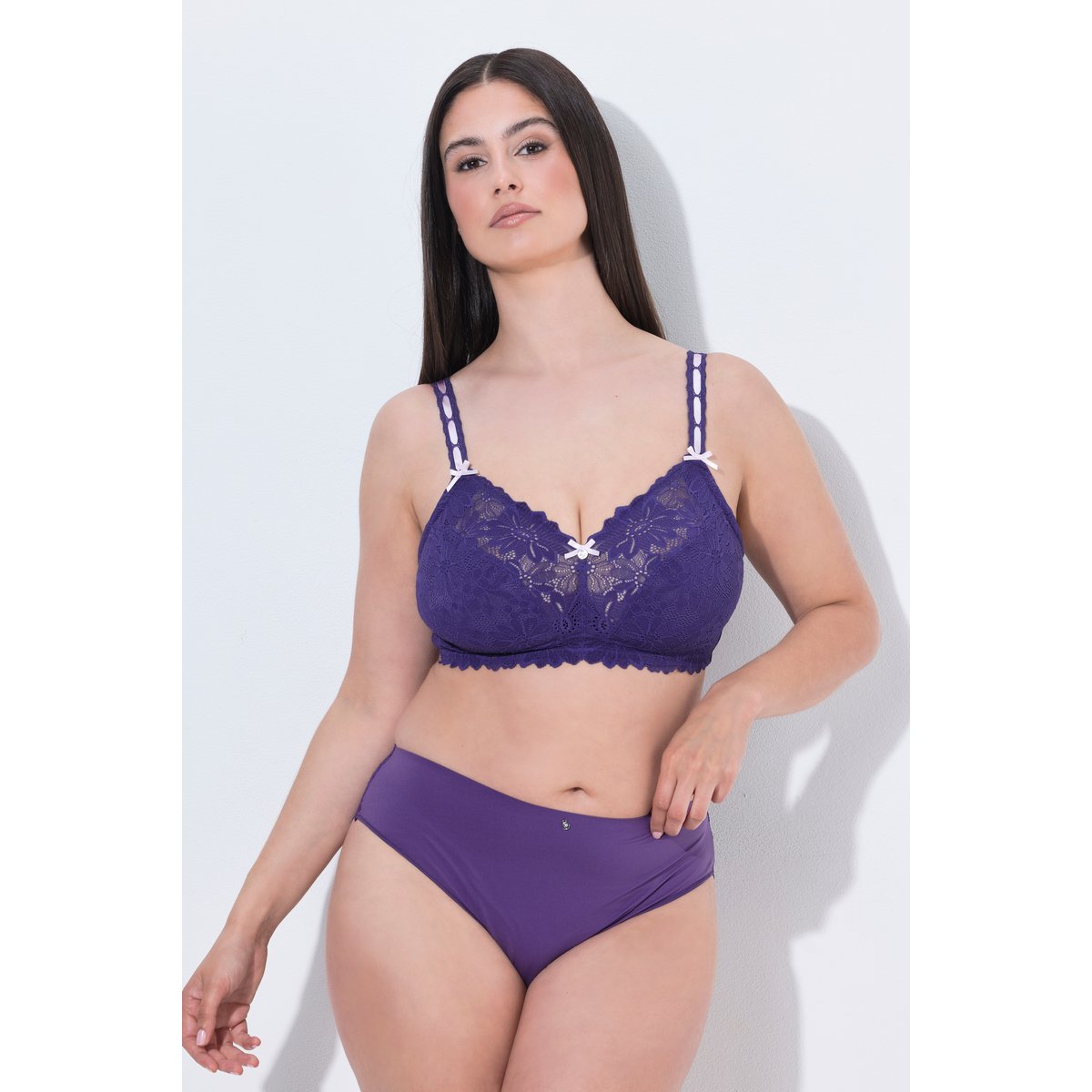 Bralette TruYou en dentelle à fleurs bleu lilas, ULLA POPKEN