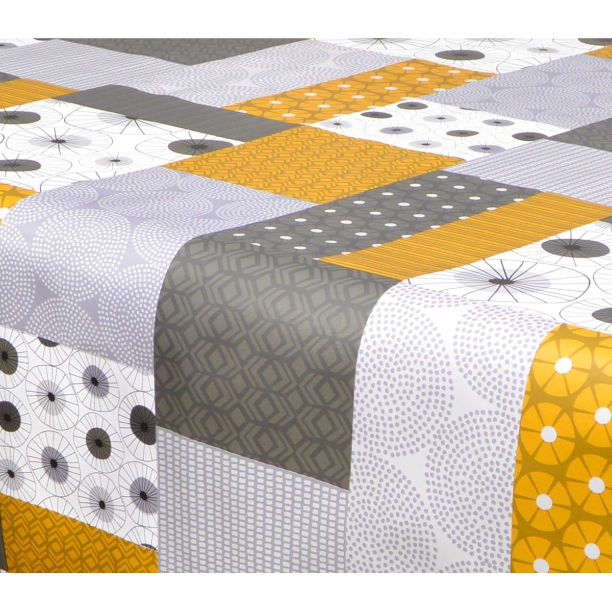 Nappe en toile cirée rectangulaire VYLE gris, TOILINUX