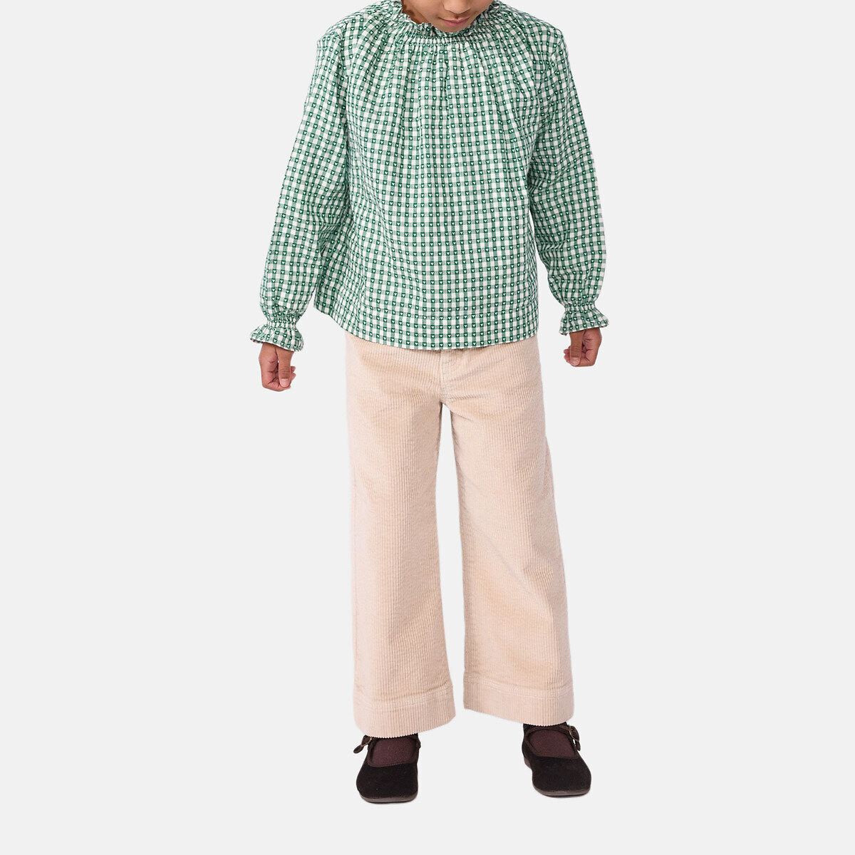 Pantaloni flare in velluto beige, PETIT BATEAU
