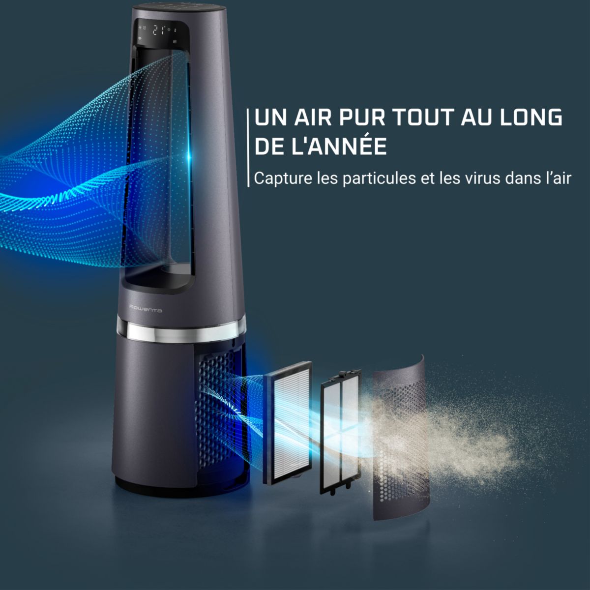 Purificateur d'air, ventilateur, chauffage Eclipse 3 en 1 connect QU5072F0 couleur unique, ROWENTA