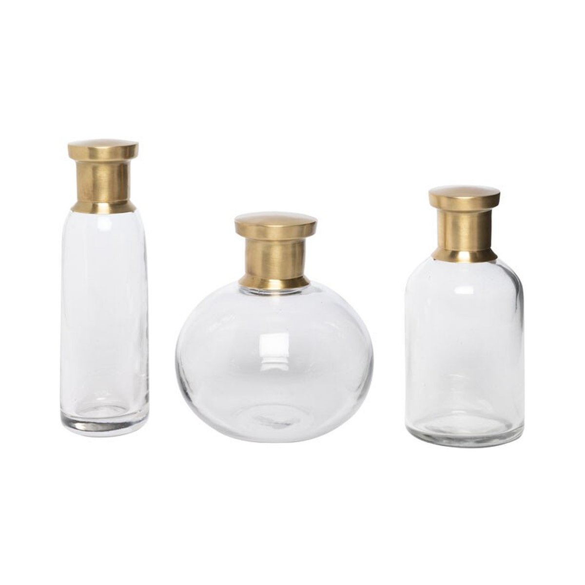 Bocaux en verre transparent (Lot de 3) LAITON blanc, CHEHOMA