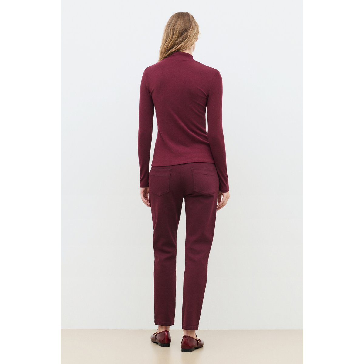 Tshirt cintré col montant TMARTHE bordeaux, CAROLL