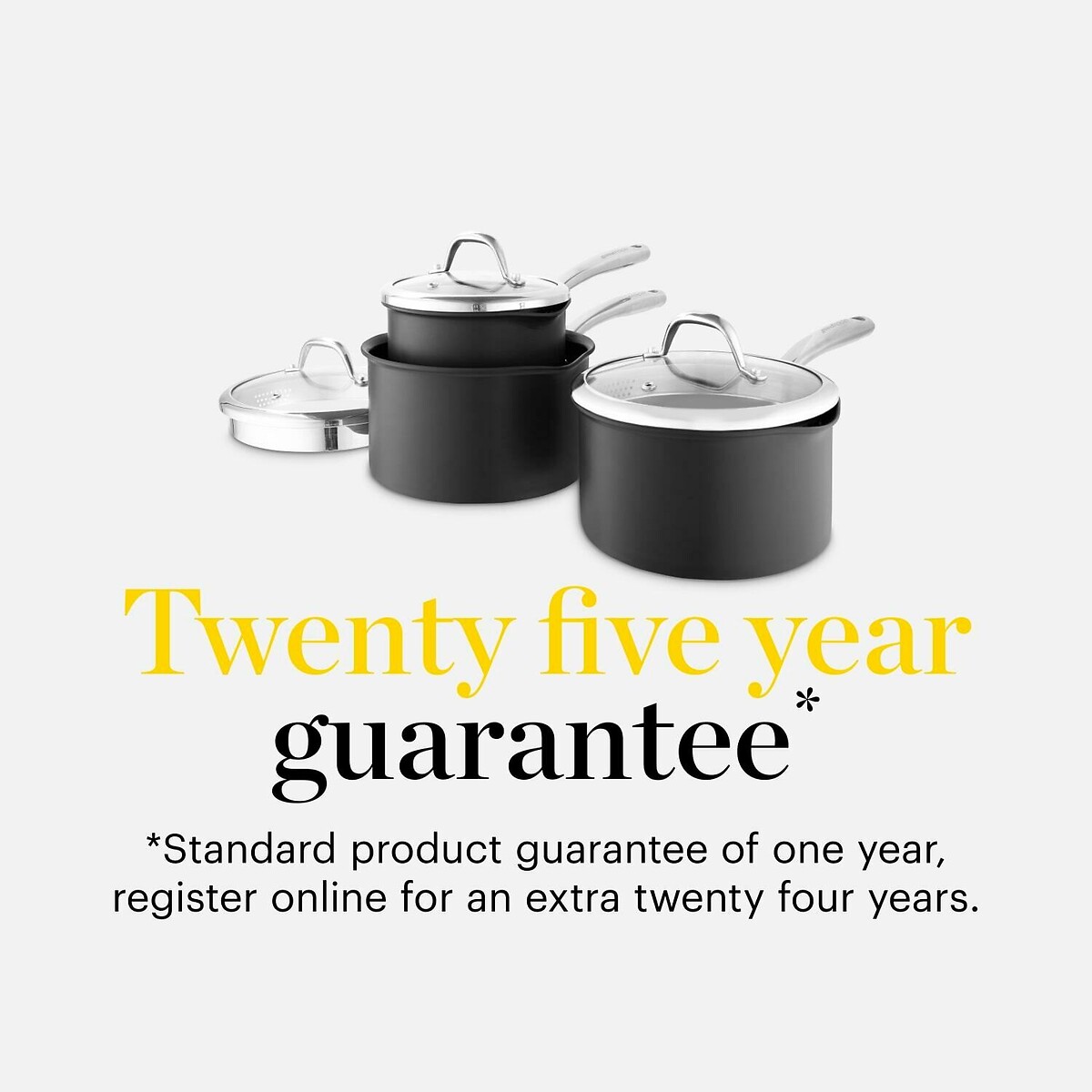 3-Piece Hard Anodized Saucepan Set black, GOOD FOOD BY TOWER