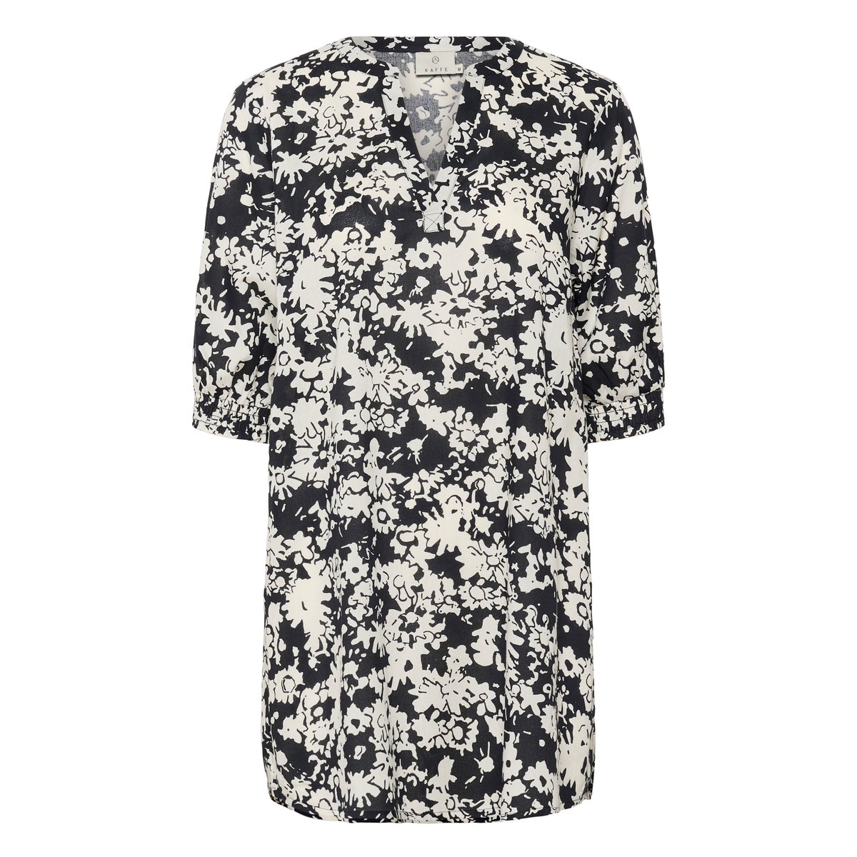 Tunic noir/blanc turtledove flower print, KAFFE