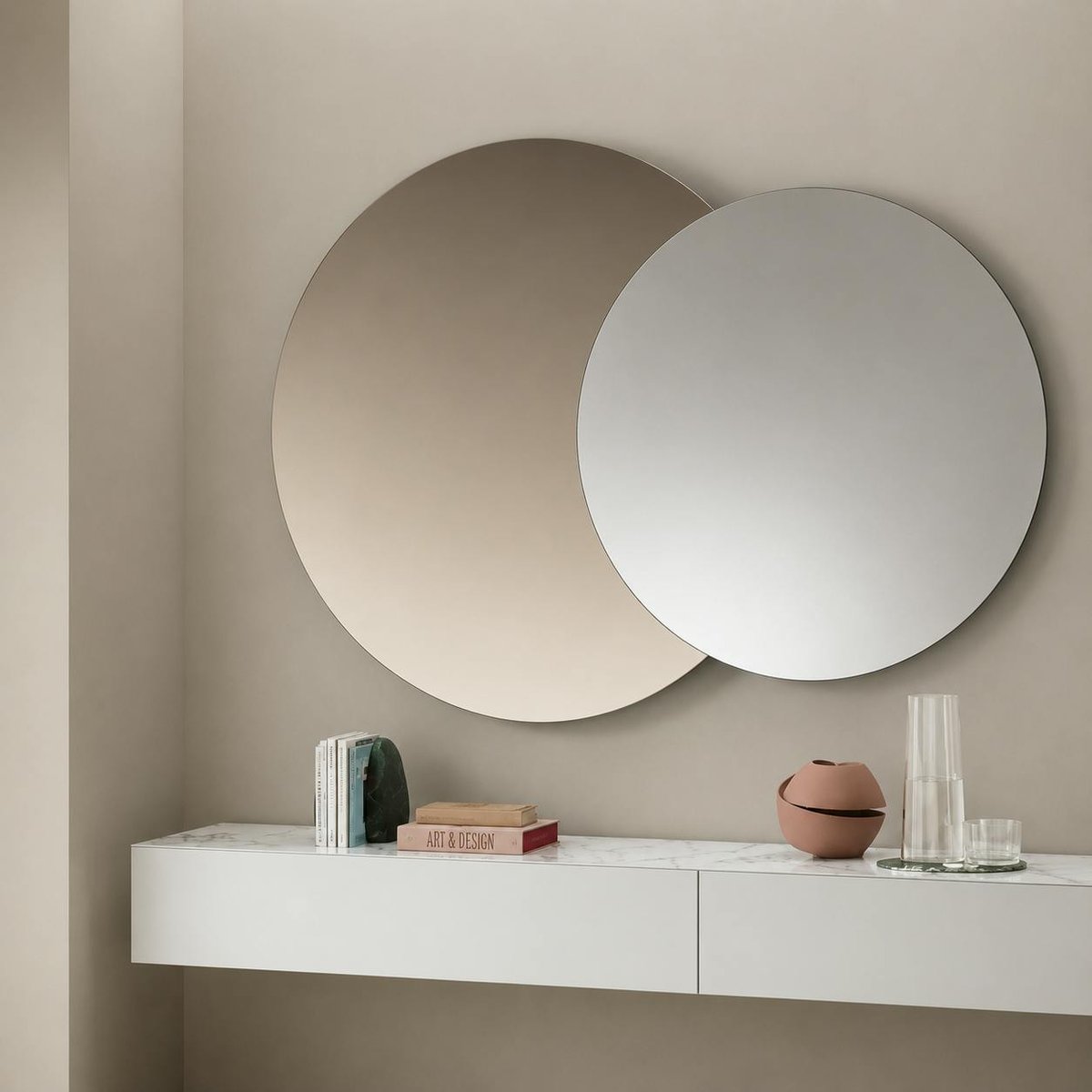 Miroir double rond 140 cm MILANO argenté, PIER IMPORT