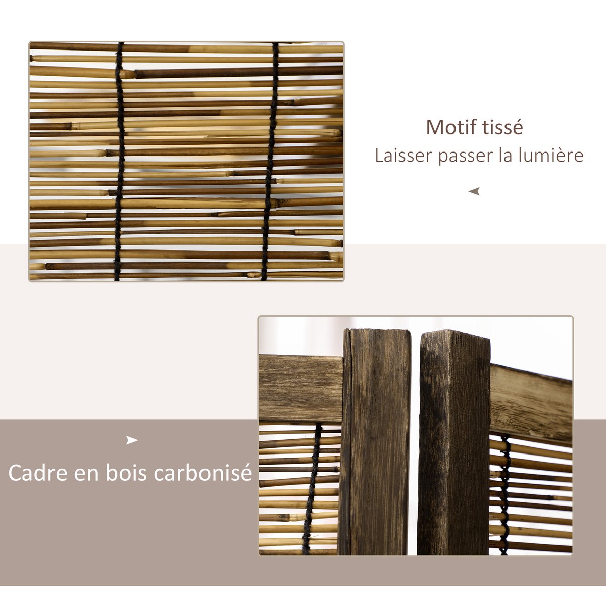 Cloison de séparation Bois de paulownia marron, HOMCOM