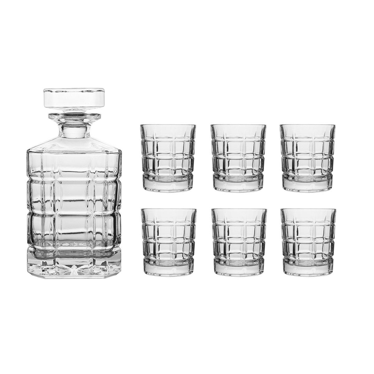 Coffret carafe avec 6 verres Stone transparent / cristal, TABLE PASSION