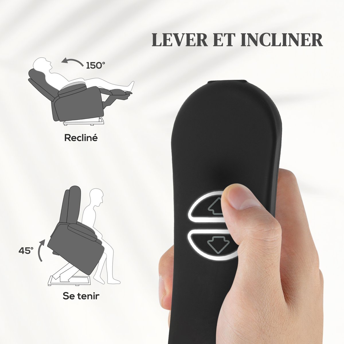 Fauteuil releveur électrique Revêtement gris clair, HOMCOM