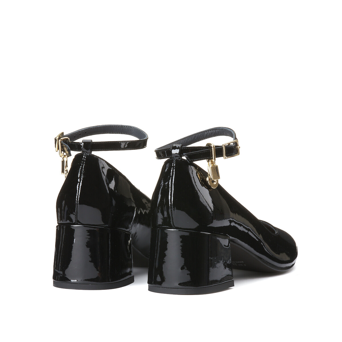 Diamant Leather Ballet Flats with Heel black patent, JONAK