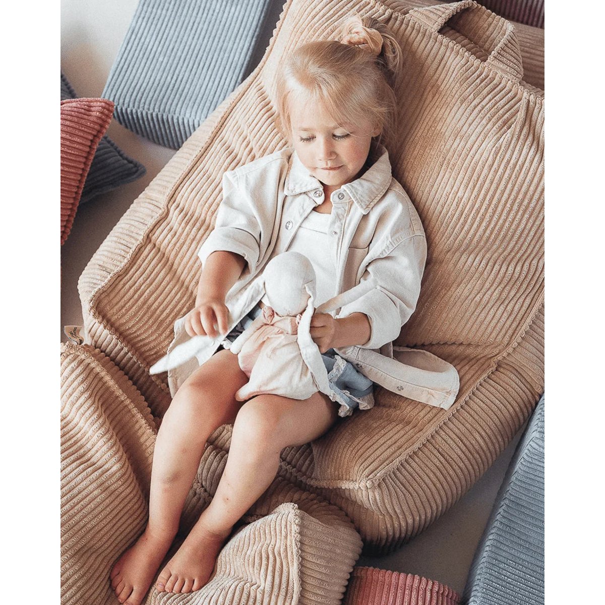 Fauteuil Pouf Enfant en Velours Côtelé brown sugar, WIGIWAMA