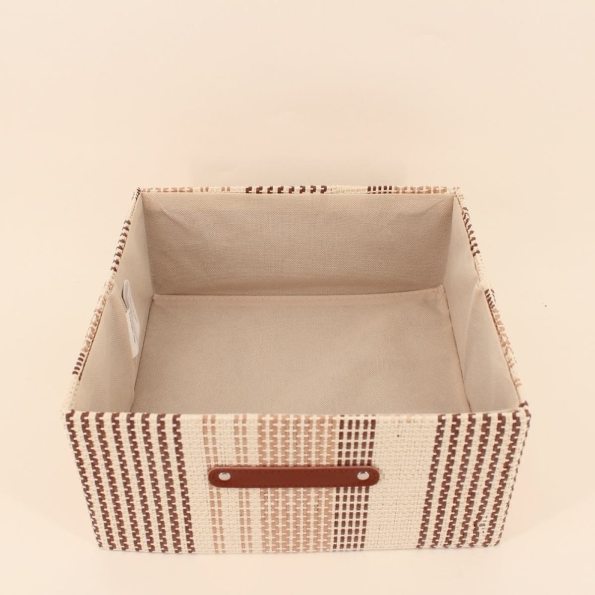 Demi panier cube en tissage papier 31x31x15cm beige, ORNAMI