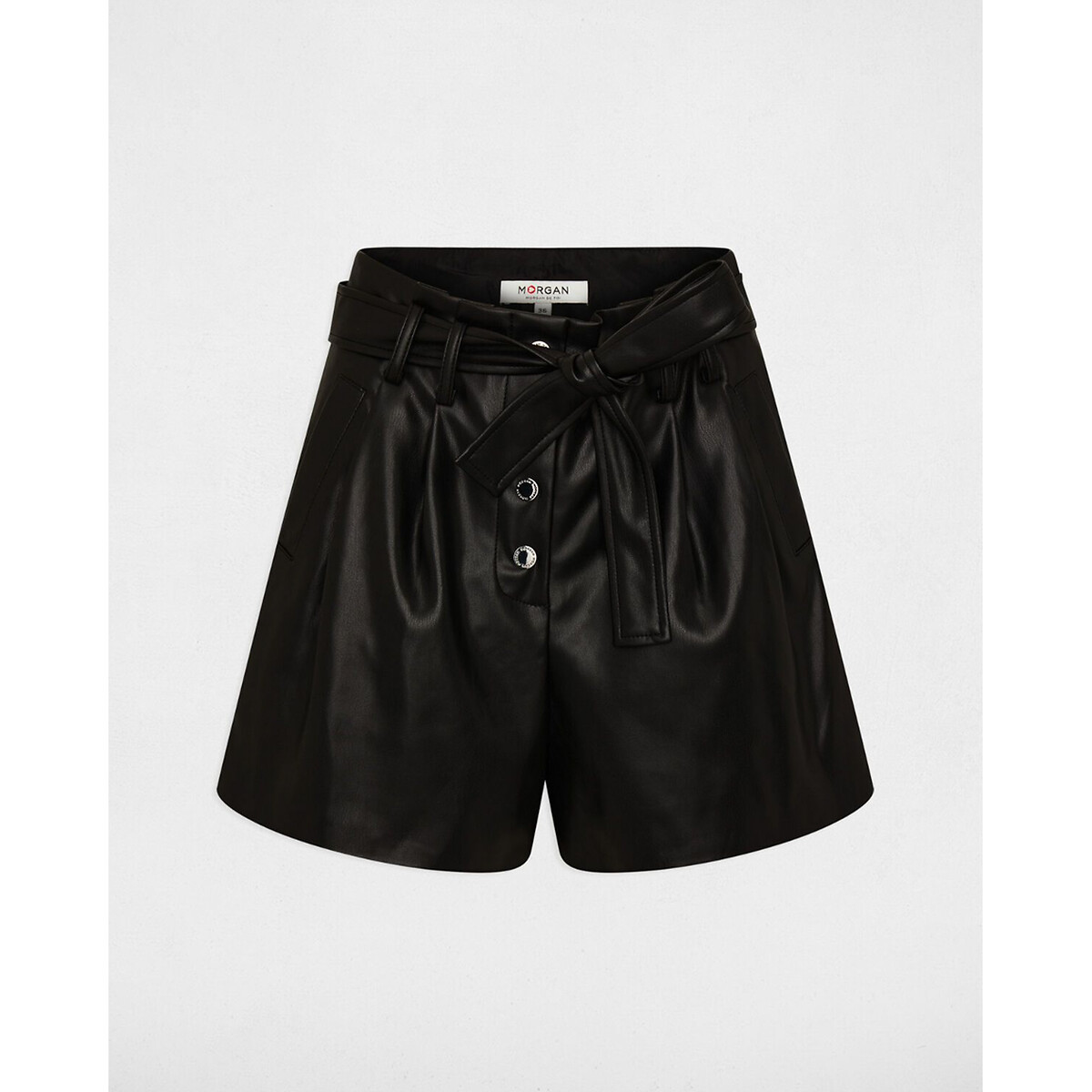 Short paperbag simili noir, MORGAN