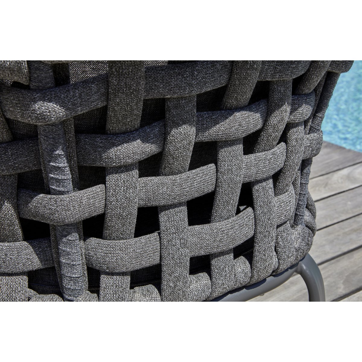 Salon de jardin 4 places en corde tissée et aluminium CAMARGUE gris anthracite, PARIS GARDEN